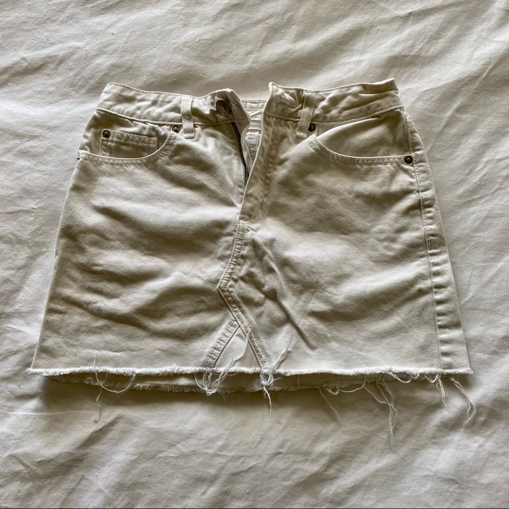 White denim mini skirt